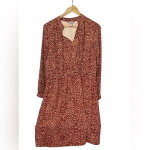 H&M Red Leopard Print Long Sleeve Dress